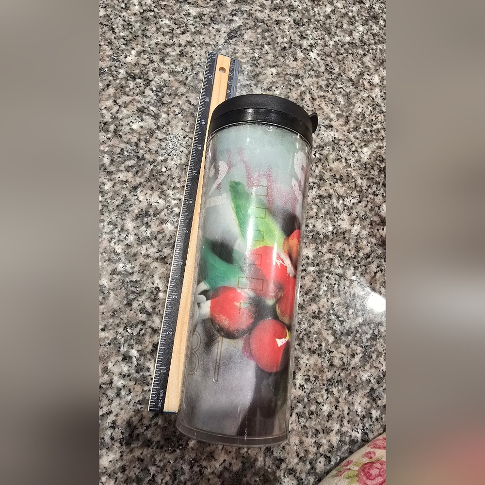 Floral Travel Tumbler with Black Lid